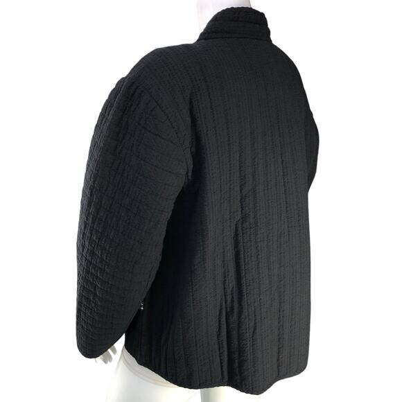 J Jill Pure Elements Womens Plus Size 2X Jacket Seersucker Open Pockets Black - Picture 6 of 16